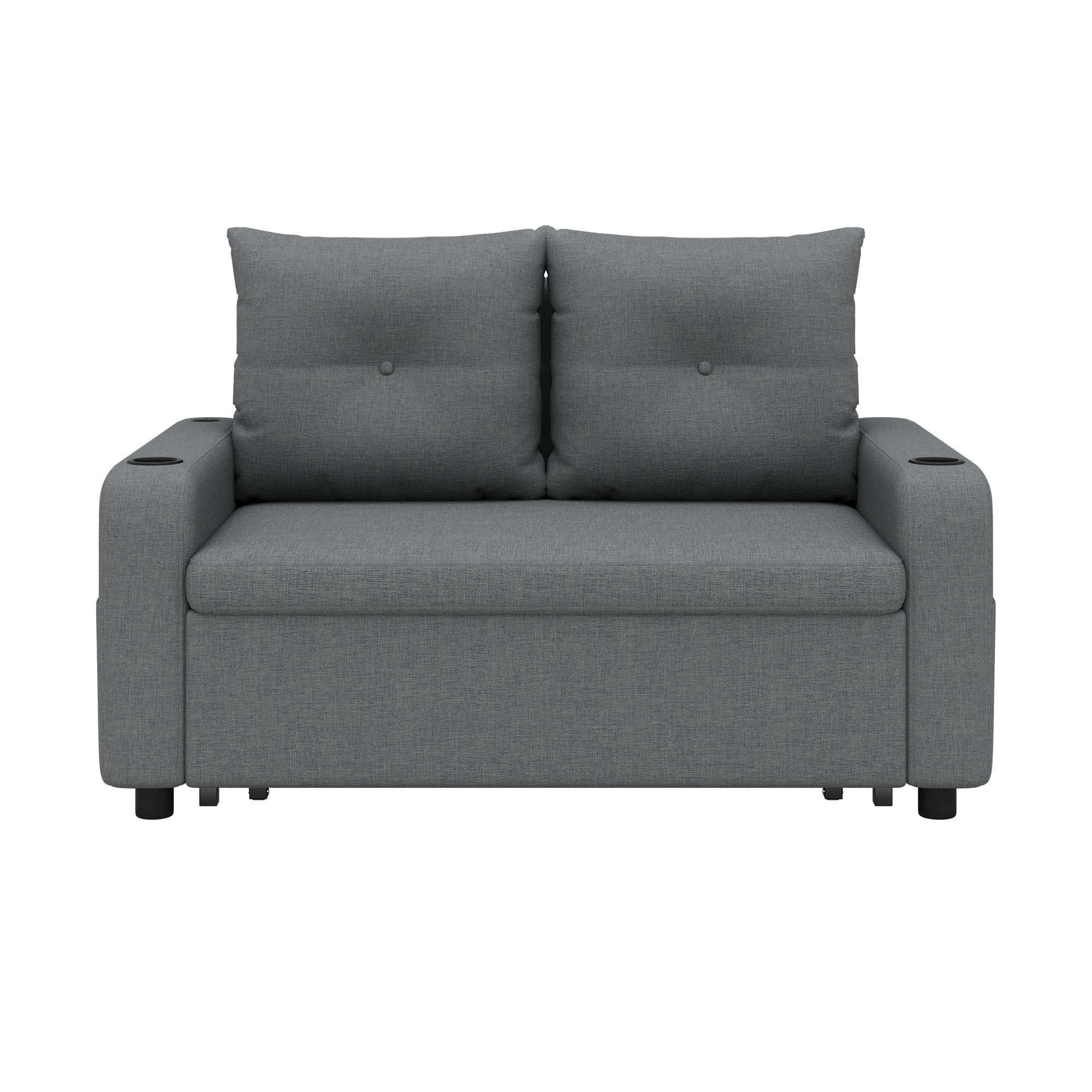 3-in-1 Sleeper Sofa with Pull-Out Bed, Cup Holder, USB Port and Side Pockets, Grey