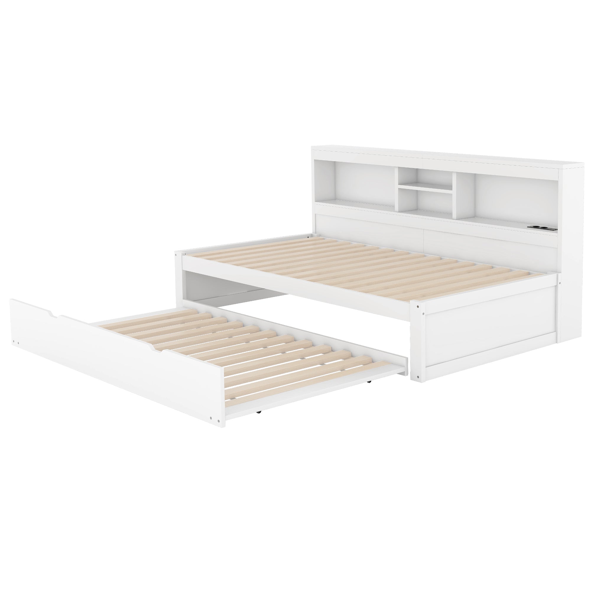 Daybed Sofa Bed 90x200cm Pull-out LED Storage USB/Power - White