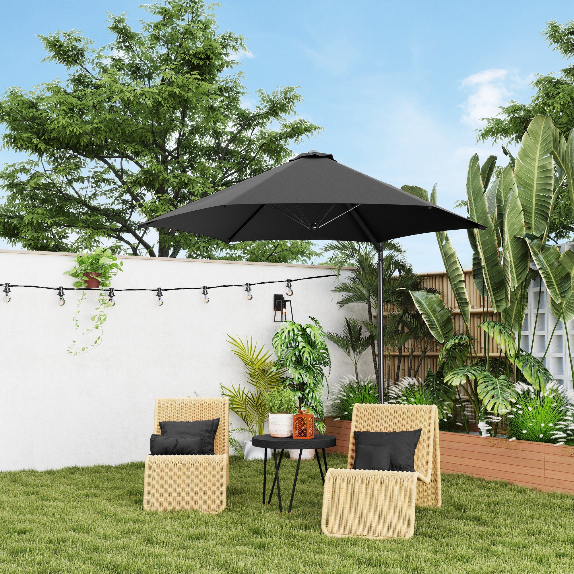 2.5M Cantilever Parasol Offset Patio Umbrella 360° Rotation Black