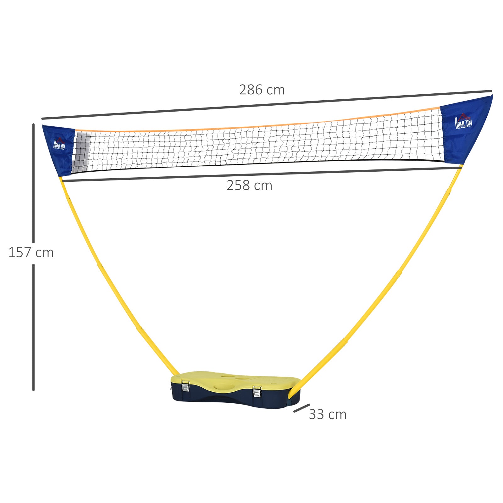 Badminton Net with Stand, Portable for Badminton with 4 Rackets, Yellow and Blue