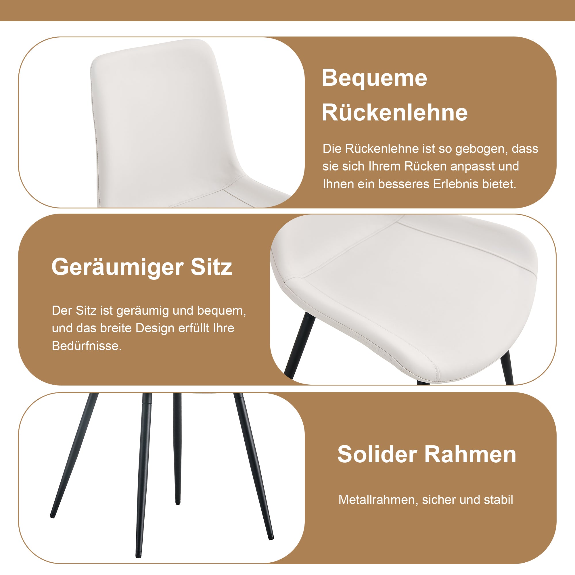 Modern Minimalist Round Table Set 100cm Storage 4 PU Chairs - Brown Wood/White