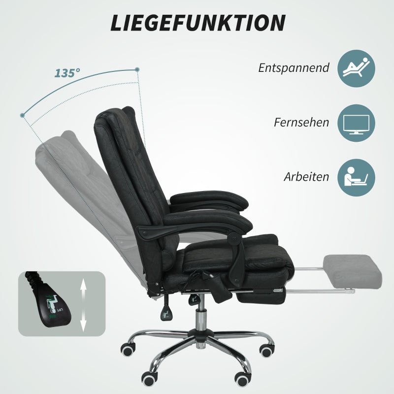 Vinsetto Massage Office Chair, Footrest, Height-Adjustable, Black