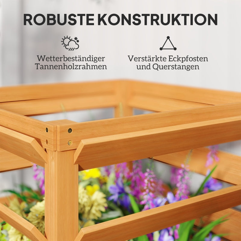 Raised Bed Planter with Trellis, Open Floor, Wood
