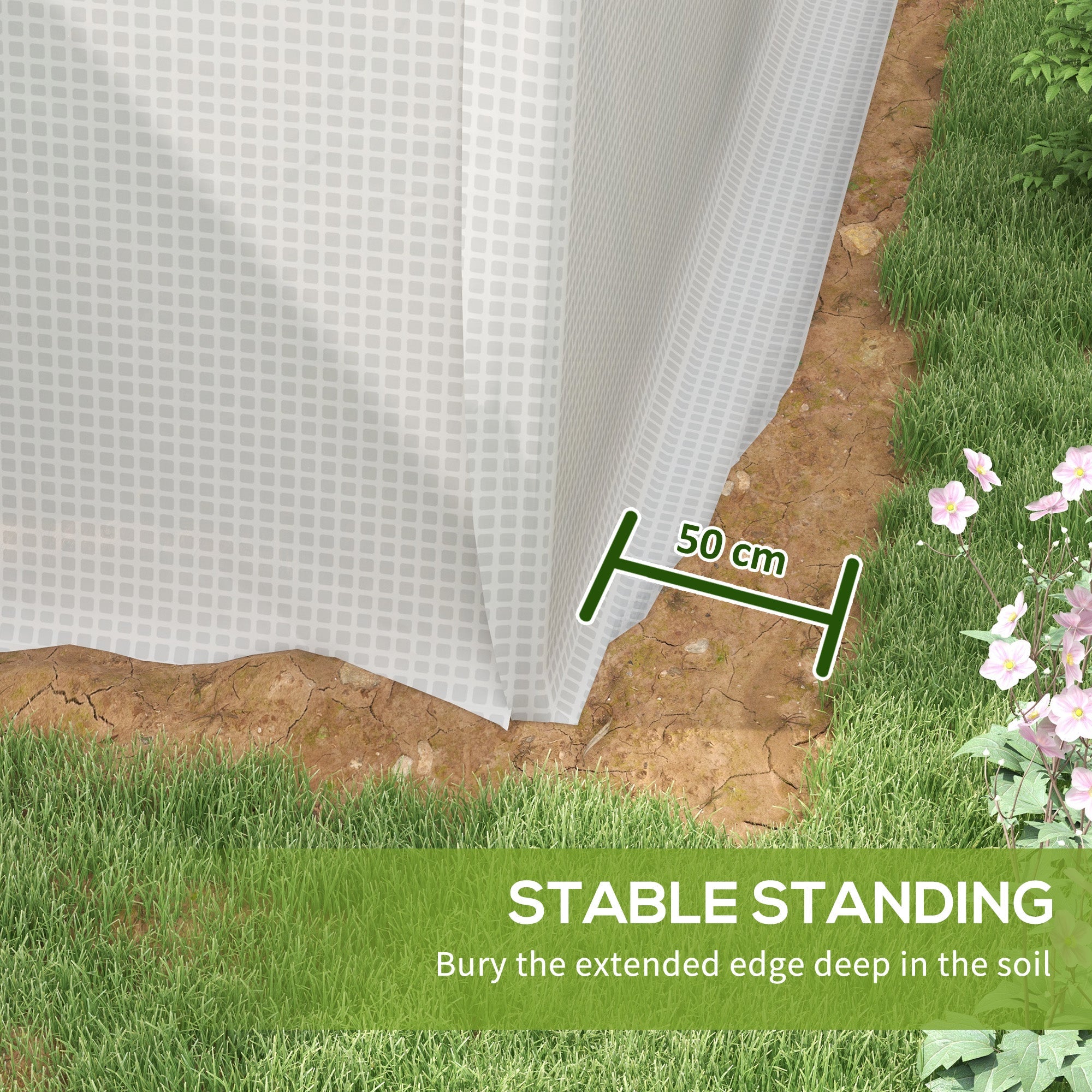 Polytunnel Greenhouse Walk-in 4 x 3 x 2m UV-resistant PE Cover Galvanised Steel Frame, White