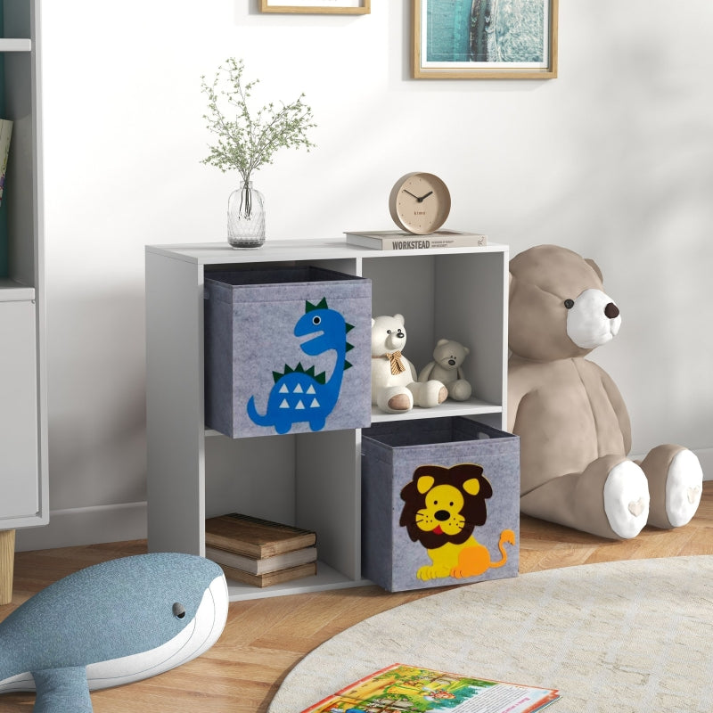ZONEKIZ Children's Shelf Bookcase with 2 Storage Boxes, White+Gray