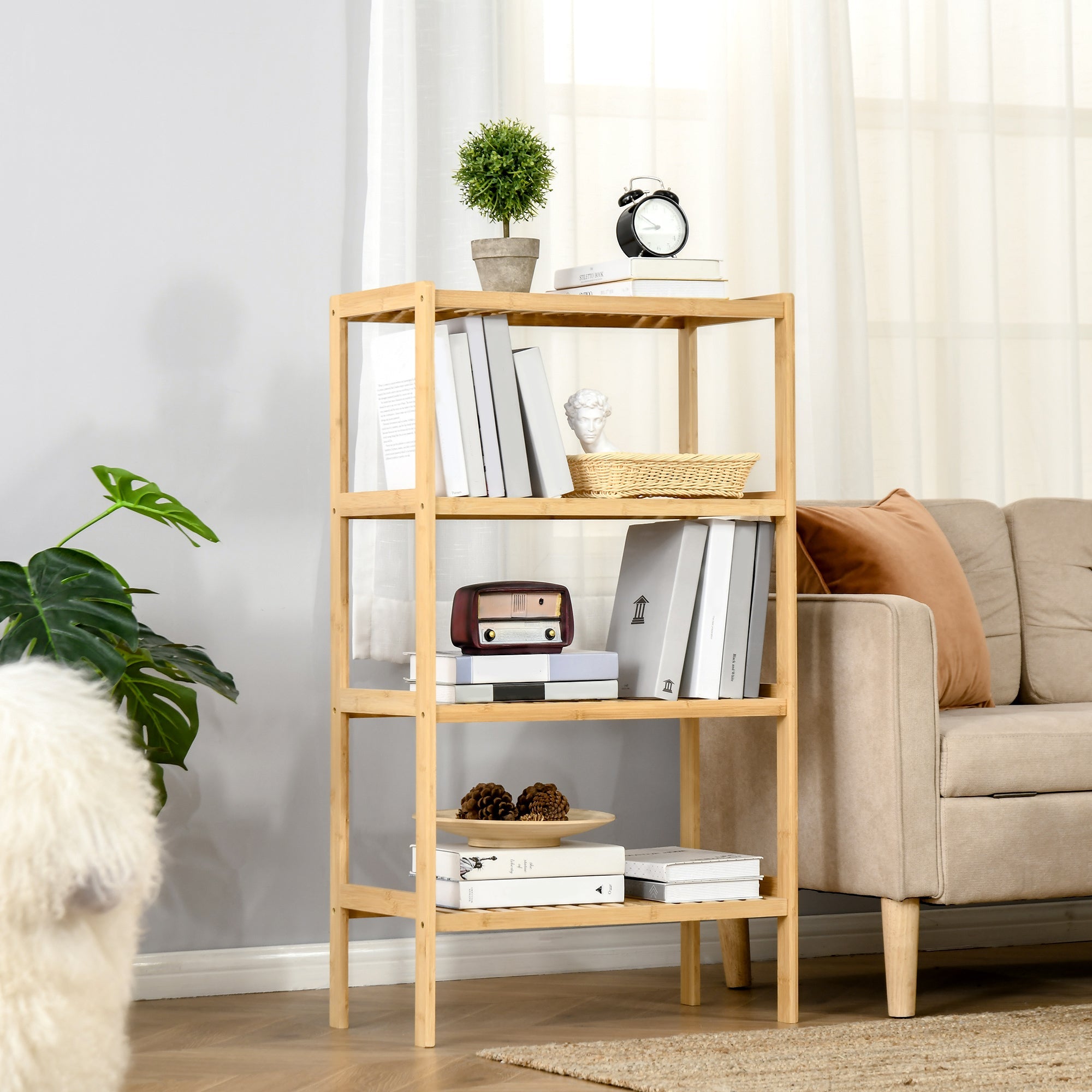 Beach Shelf 4-Tier Bookshelf Bamboo Natural Finish