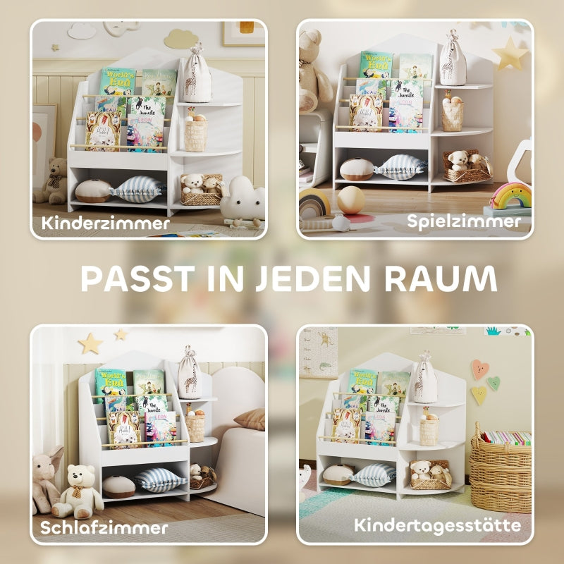 Children's Shelf 7 Shelves Rounded Edges - White