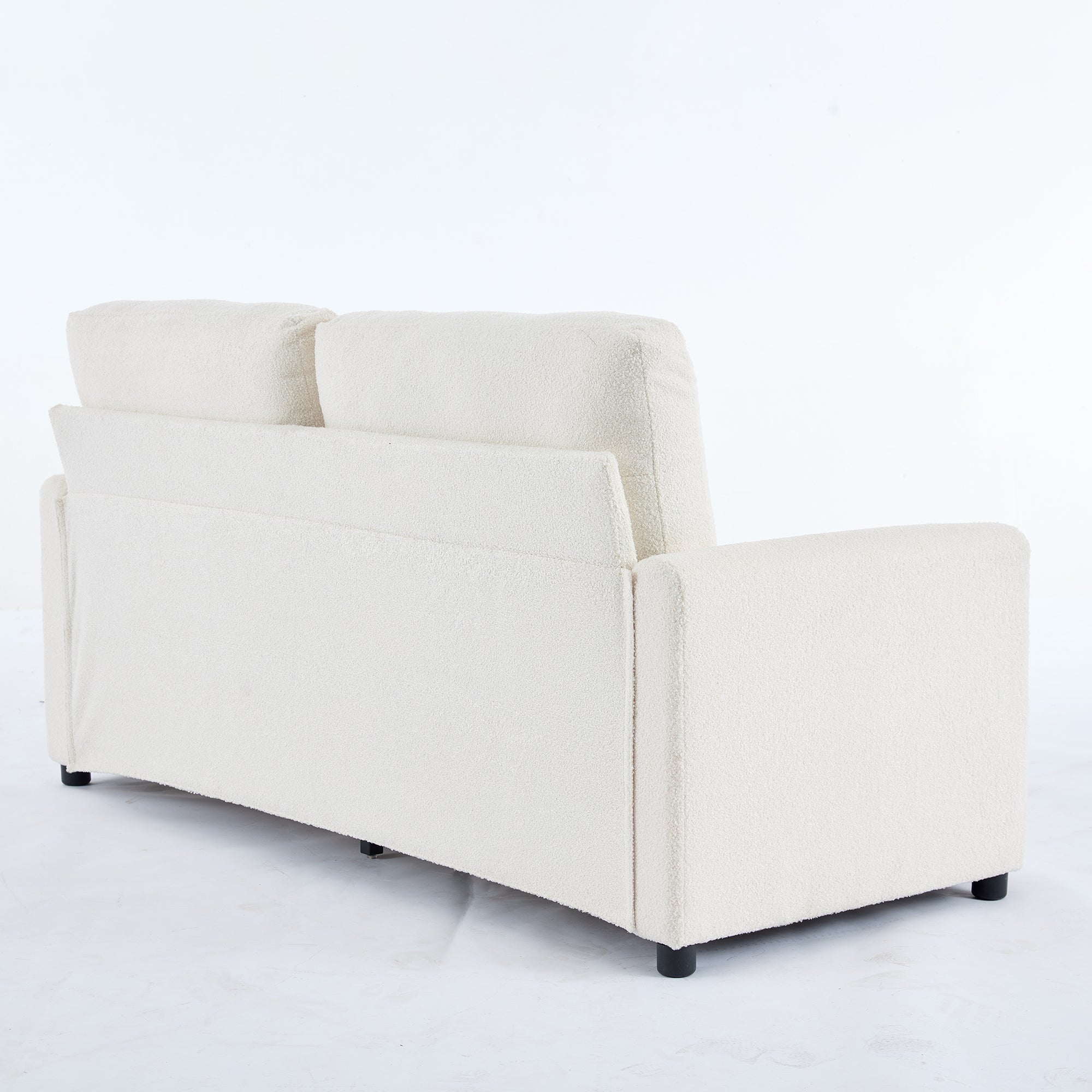 Sofa 2-Seater Double Drawer Storage Crepe Texture - Ivory