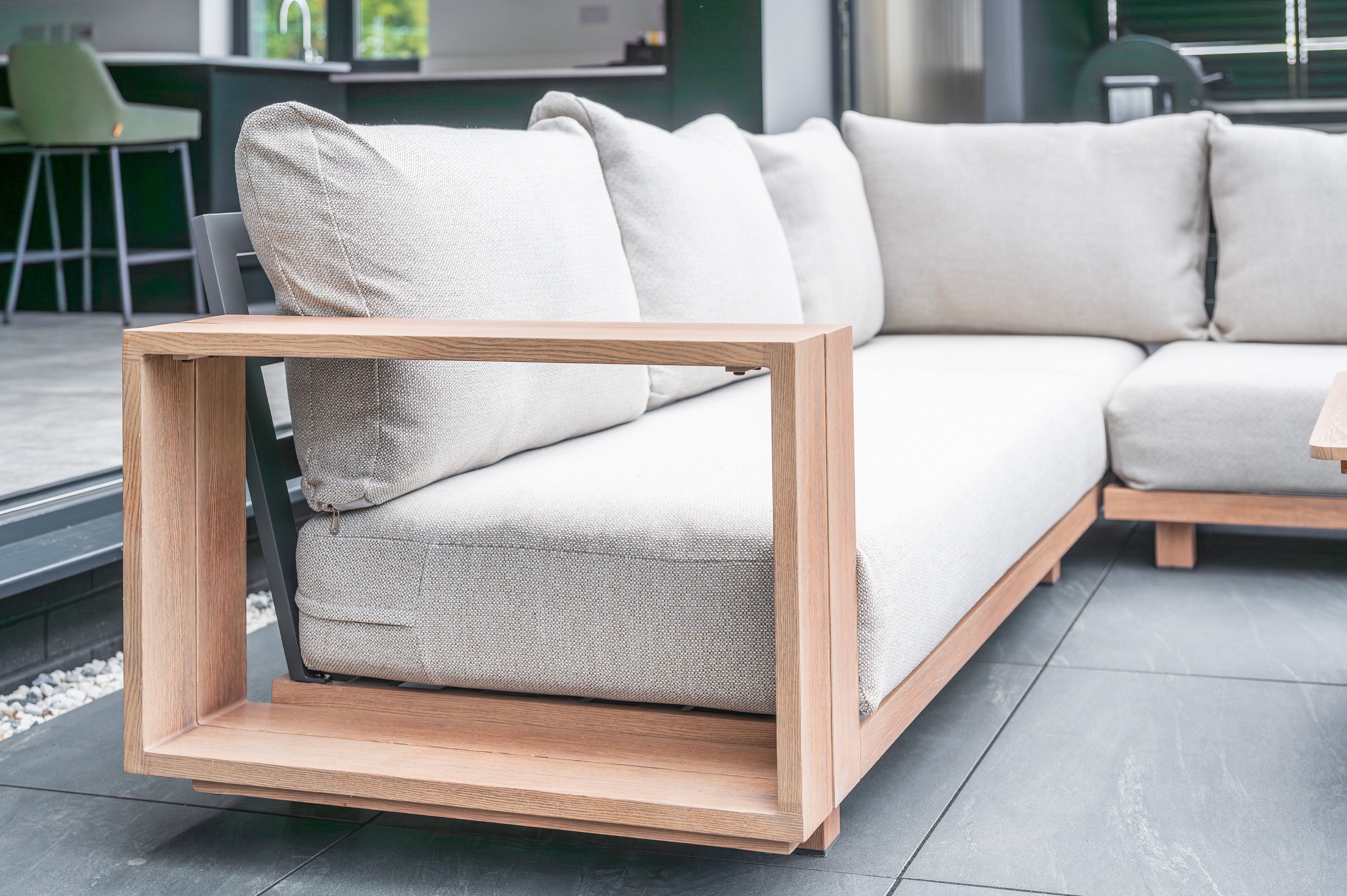 Darlington - Wood look Aluminium Corner Sofa Set with Coffee Table
