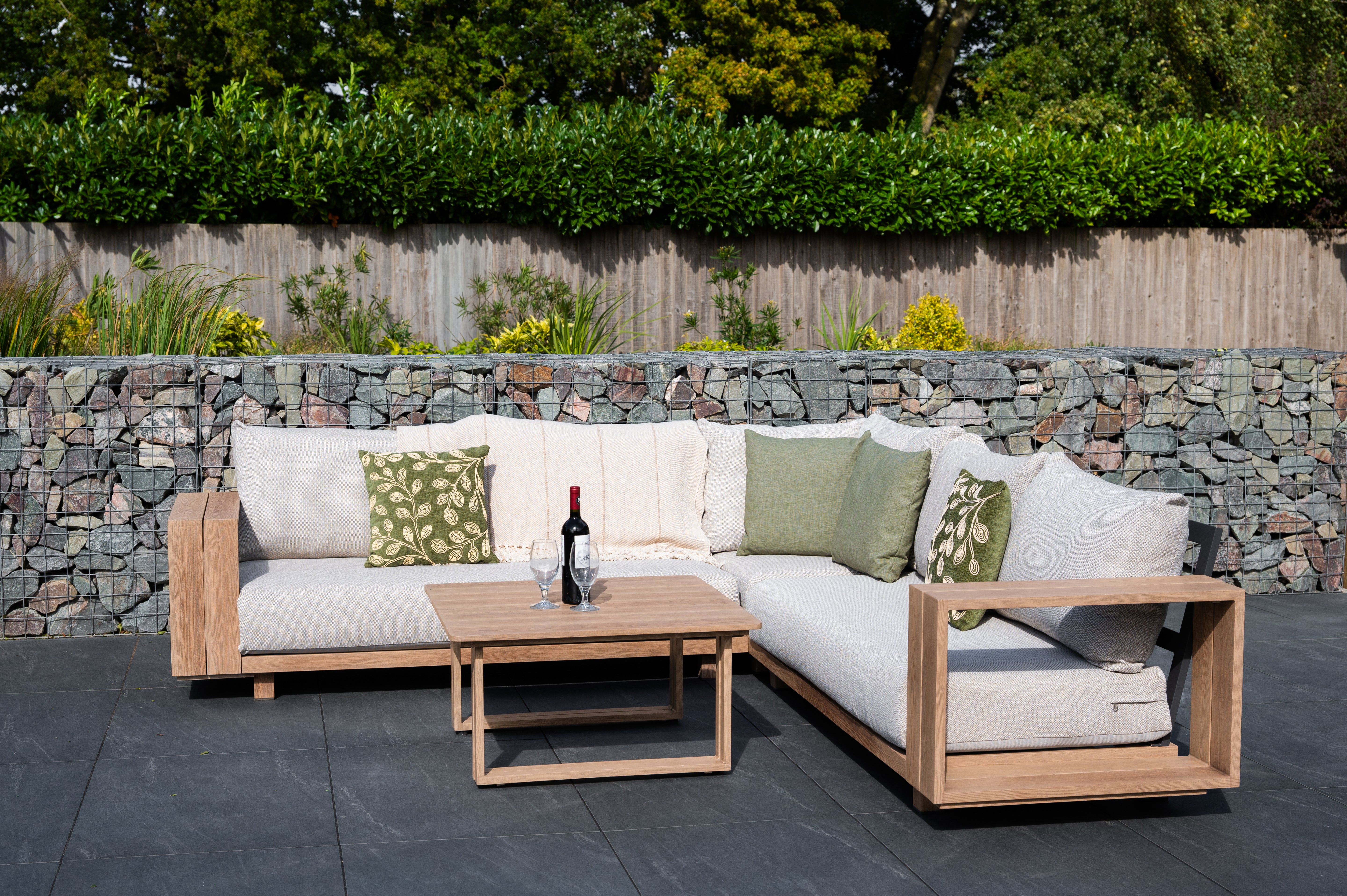 Darlington - Wood look Aluminium Corner Sofa Set with Coffee Table