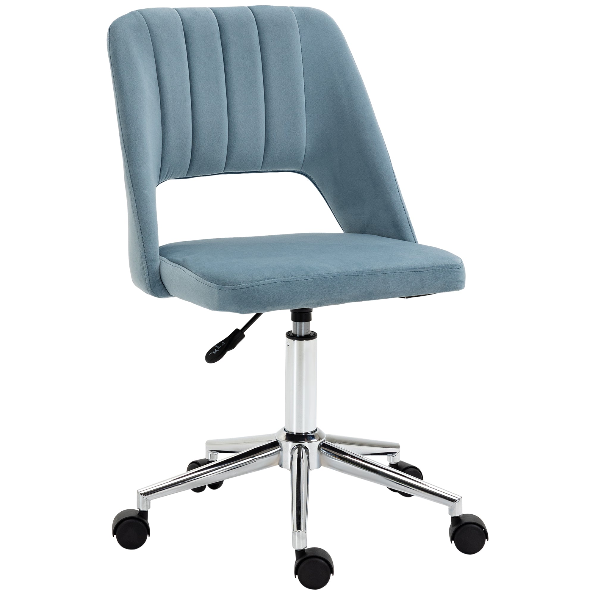Vinsetto Swivel Chair, Height Adjustable Office, Blue Velvet