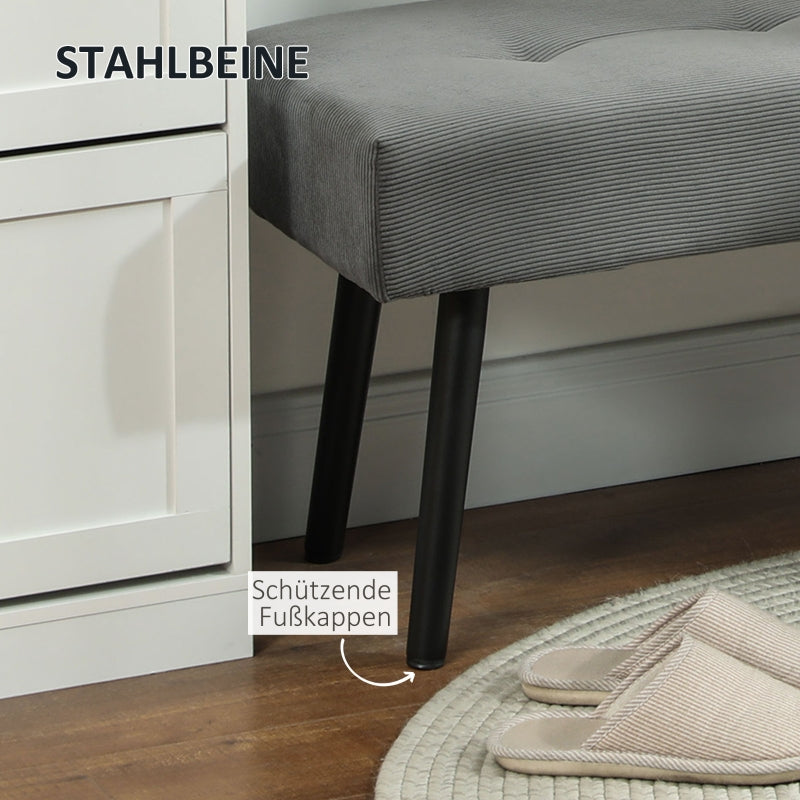 Upholstered Bench Tufted Bed Shoe Bench Metal Legs Gray