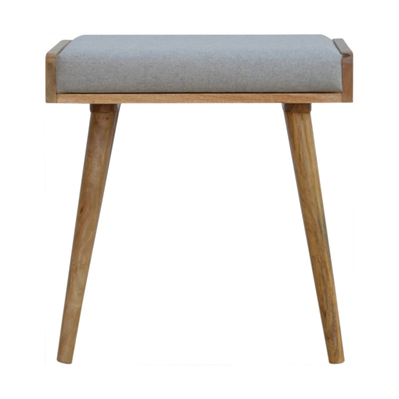 Solid Wood Footstool Upholstered Nordic Legs Grey/Brown