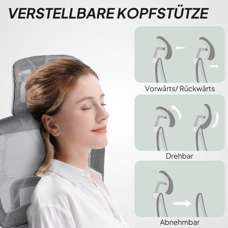 Office Chair, Ergonomic Mesh Desk Chair, Adjustable, Grey