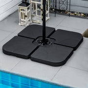 Parasol Stand 4-Piece Cantilever Base 60L Water or 78kg Sand Fillable, Black