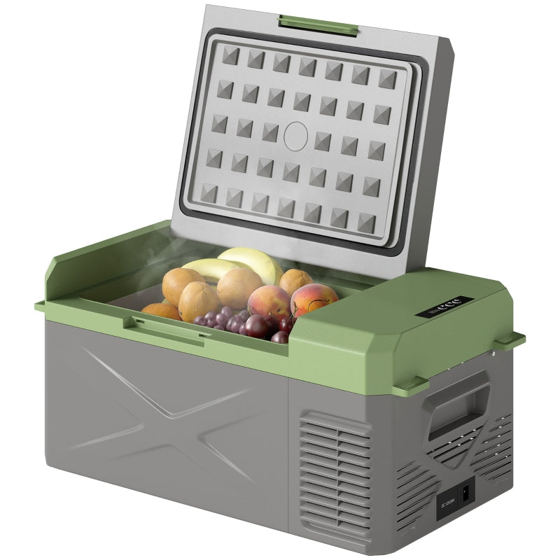 Compressor Cooler Box 16.3L Electric Mini Fridge 12/220V, Grey+Green