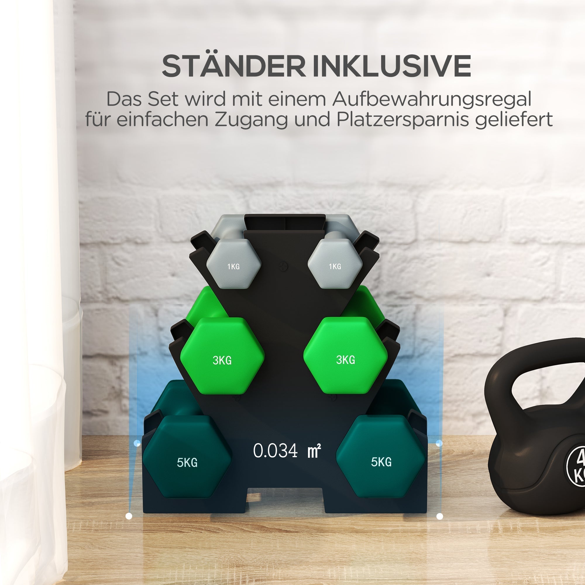 Dumbbell Set 6 Dumbbells with Stand Metal