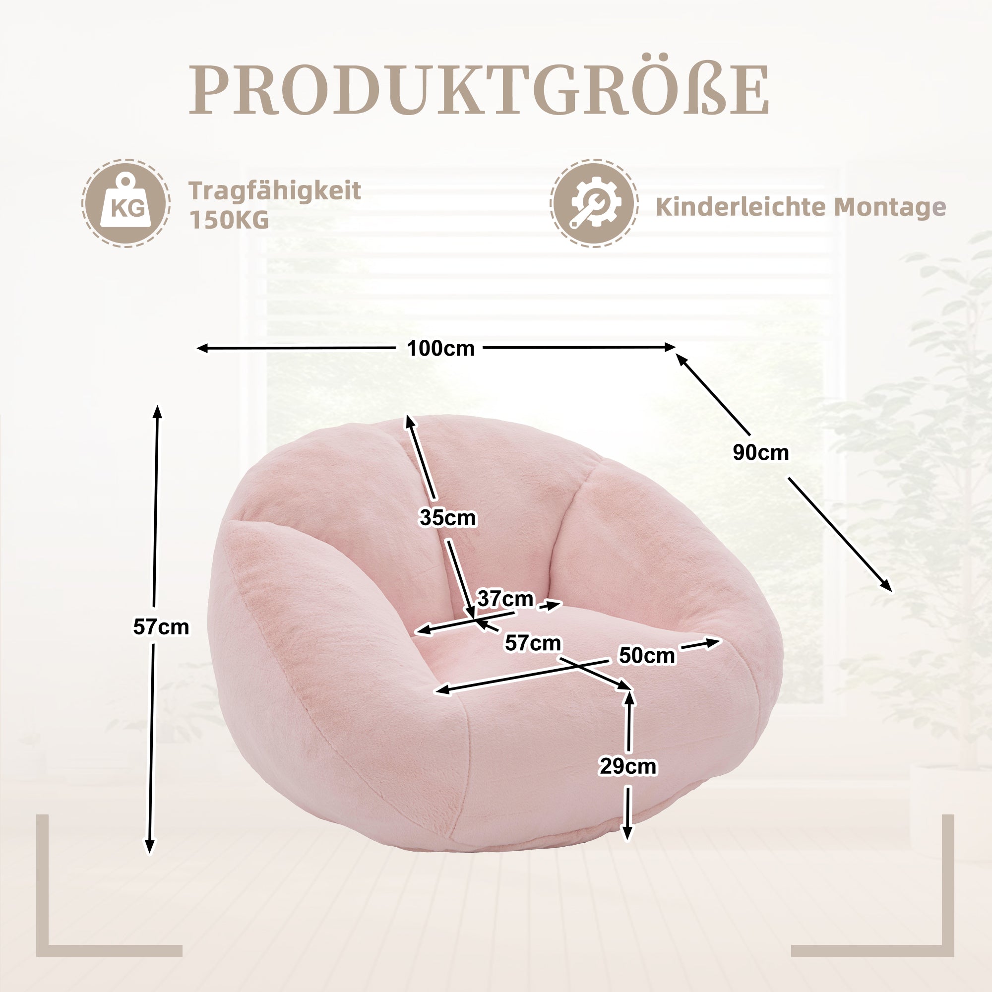 Beanbag Sofa Soft Plush Non-slip No Assembly Required