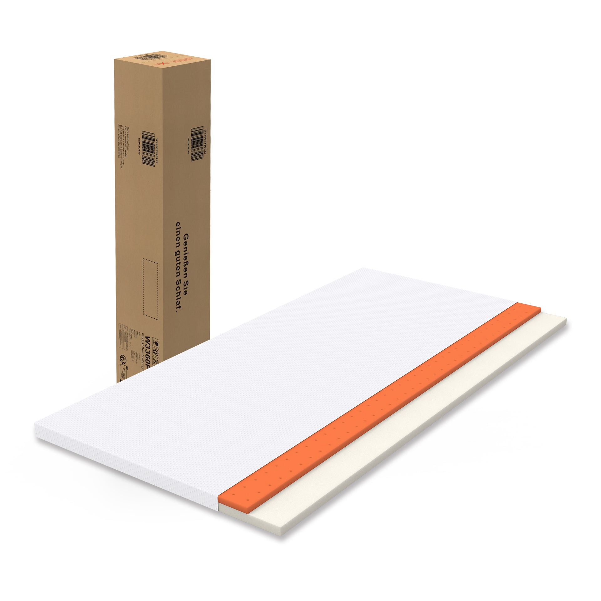 Mattress H3, Medium Strength Oeko TEX Certified Washable, 160x200cm White/Orange Foam