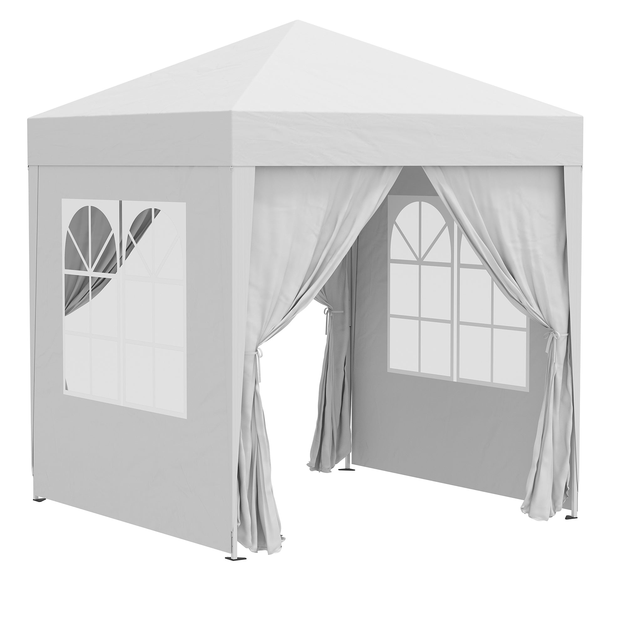 Pop Up Gazebo 2x2m Water Resistant with Sidewalls & Carry Bag, White