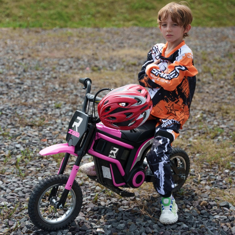 24V Electric Motorbike, Twist Grip Throttle, Music, Horn, 12" Pneumatic Tyres, 16km/h Max Speed - Pink