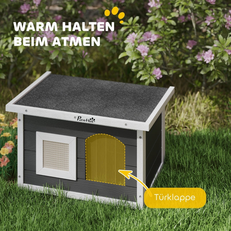 Katzenhaus aus Holz, Kratzmatte, wetterfest, für Innen und Außen, Grau