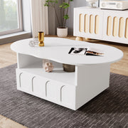 Cloud-Shaped Coffee Table with Drawer and Storage Compartments