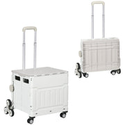 Folding Shopping Trolley, Adjustable Telescopic Handle, Stair Climber 80 kg, with Lid, White