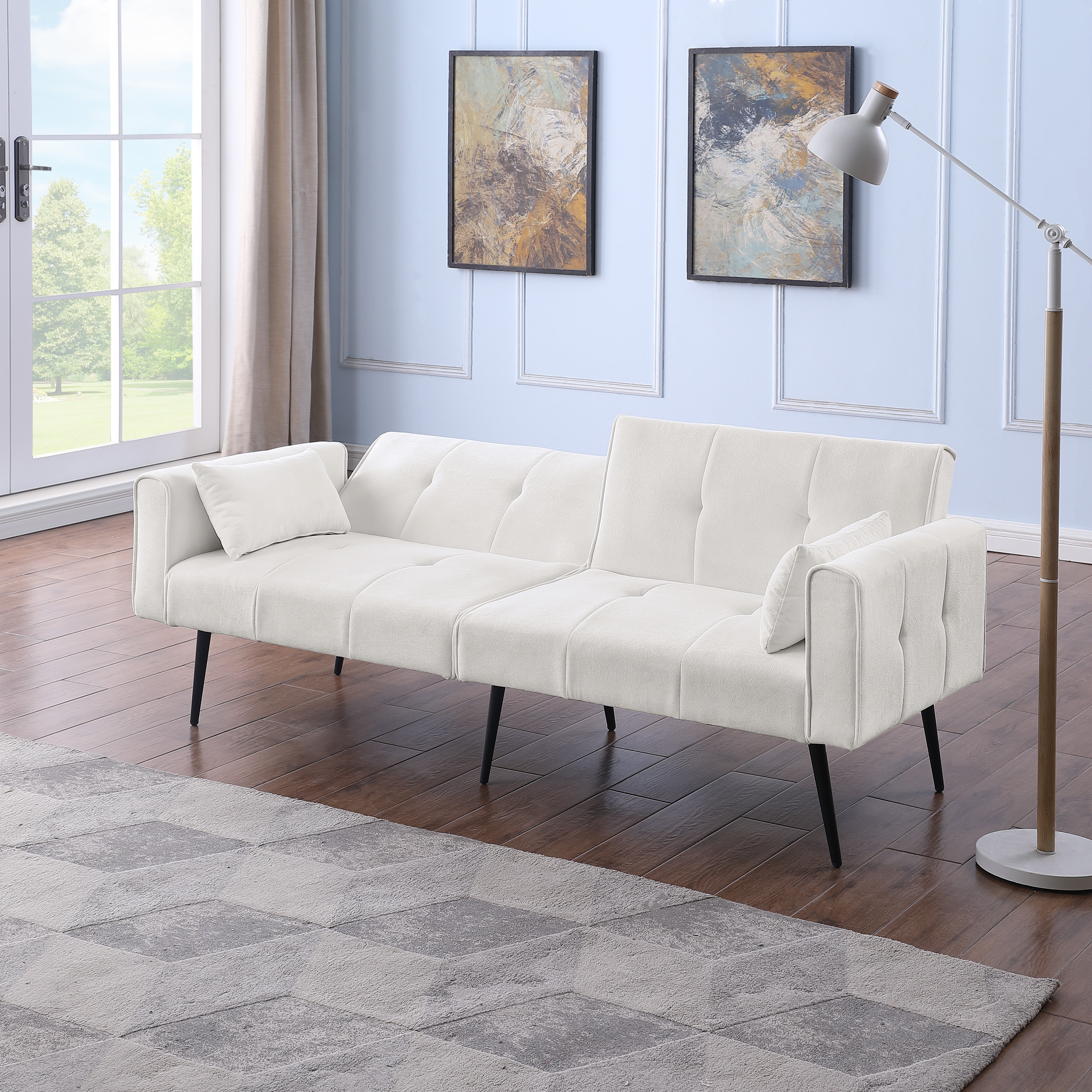 Futon Sofa Bed, Modern 68" Convertible Sleeper Couch, Small Spaces