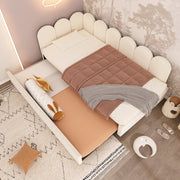 Upholstered Daybed Sofa Bed 90x200cm Pull-out Slatted Base Velvet Beige