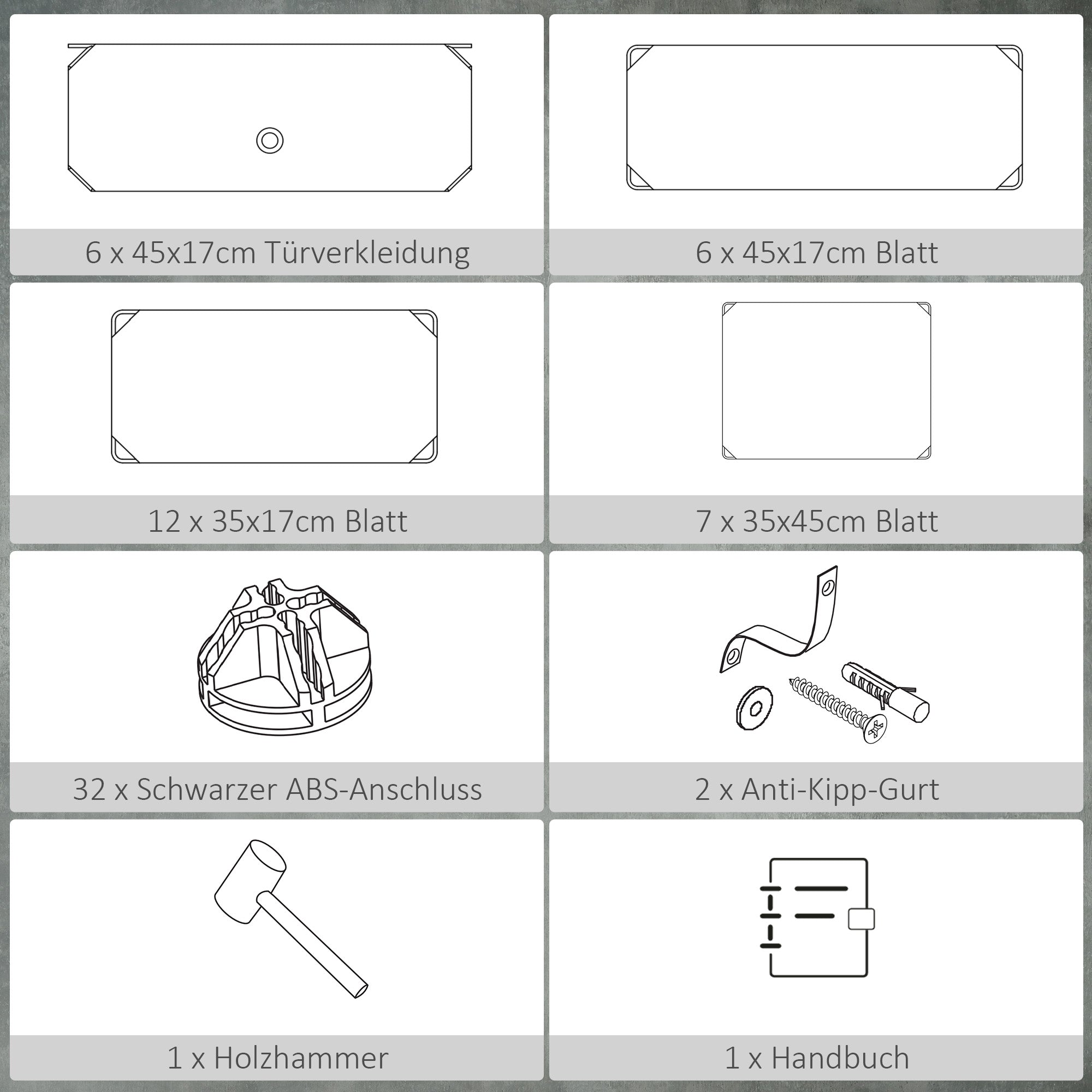 Schuhregal Aufbewahrungsbox, DIY-Regaleinheit für 6 Paar, Kunststoff/Stahl, Schwarz+Weiß
