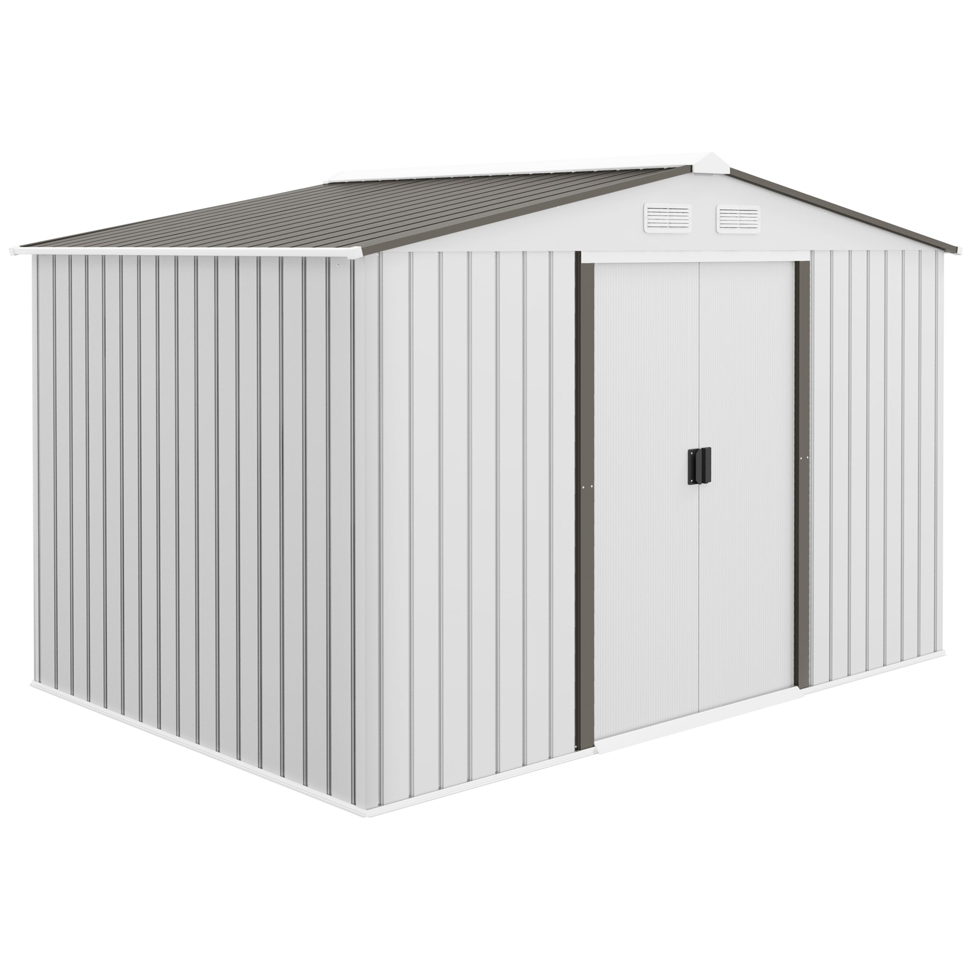 Metal Bike Shed, Mobility Scooter Shed House with Foundation Kit, Ventilation, Doors, Silver