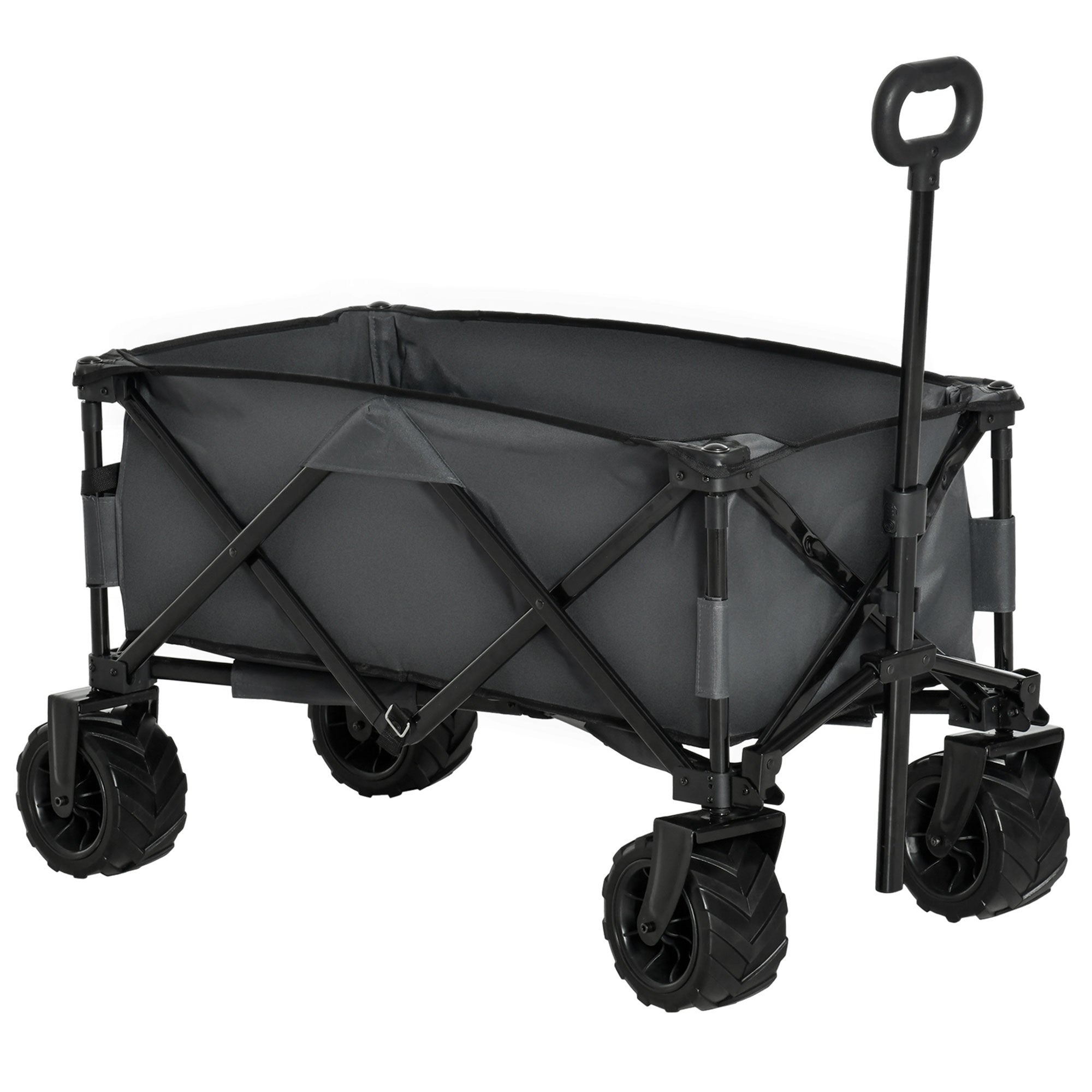 Handcart, Foldable 360° Garden Cart with Telescopic Handle, Grey