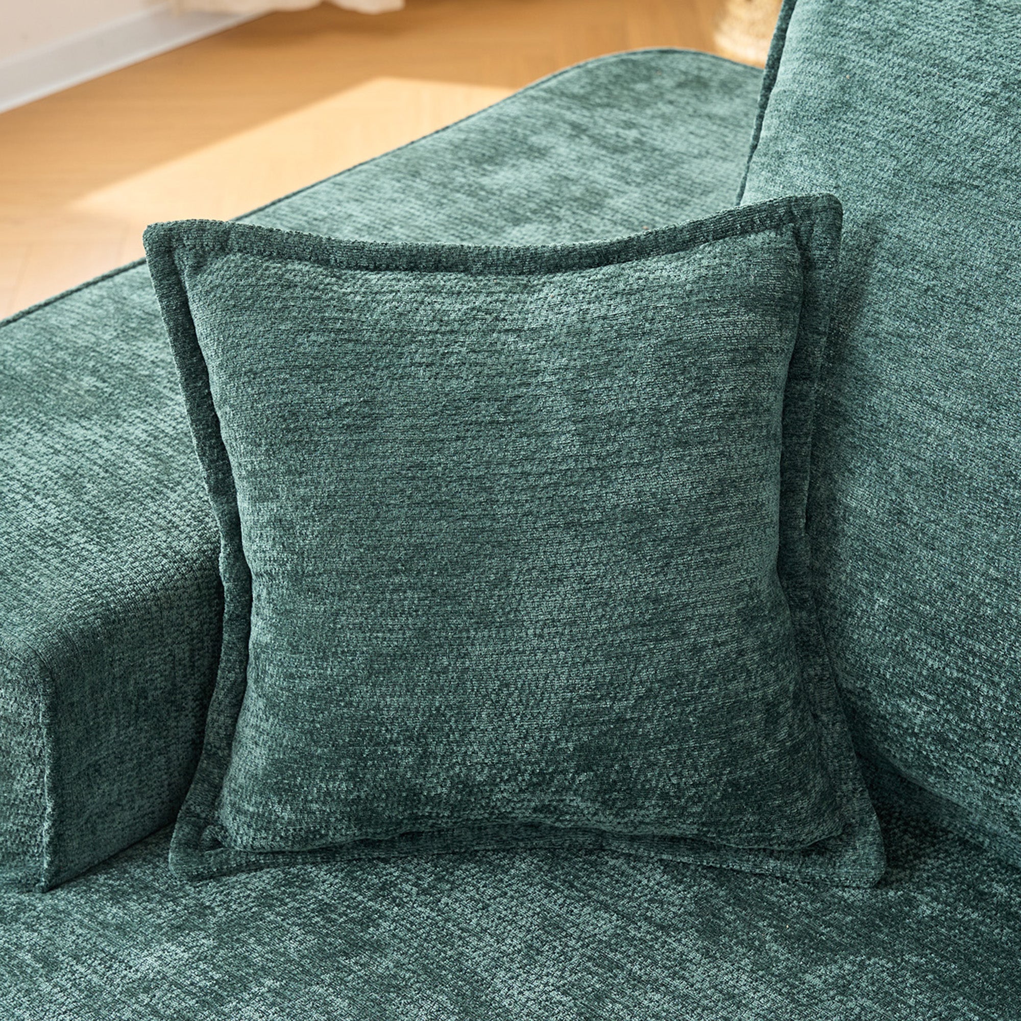 Comfortable 2-Person Sofa with Cushions and Side Pockets, No Assembly Required, Green