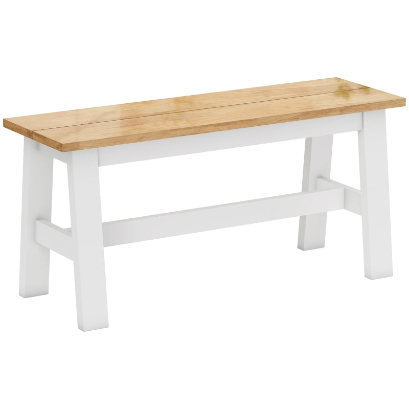 Bench for 2, Wooden with Stabilizing Crossbar, White