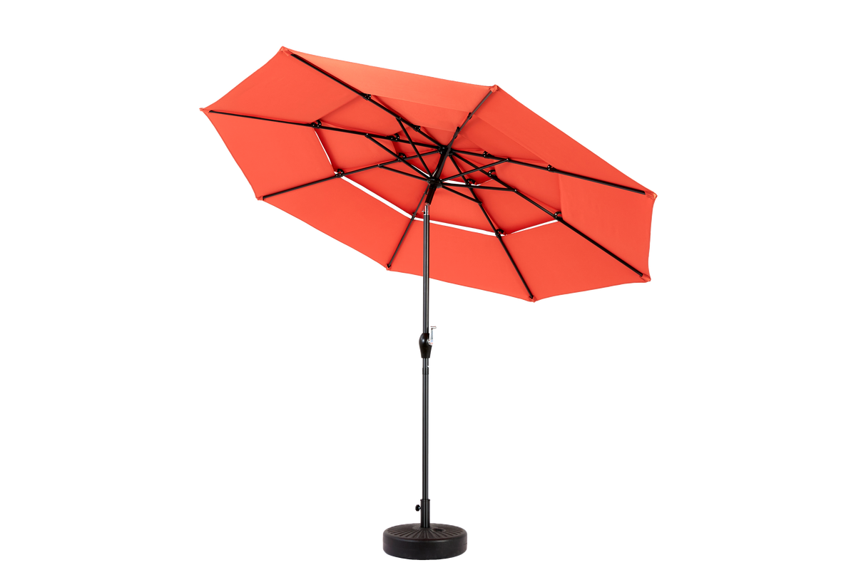 Outdoor Umbrella, 14.8 Ft Double Sided Rectangular Large with Crank, Orange