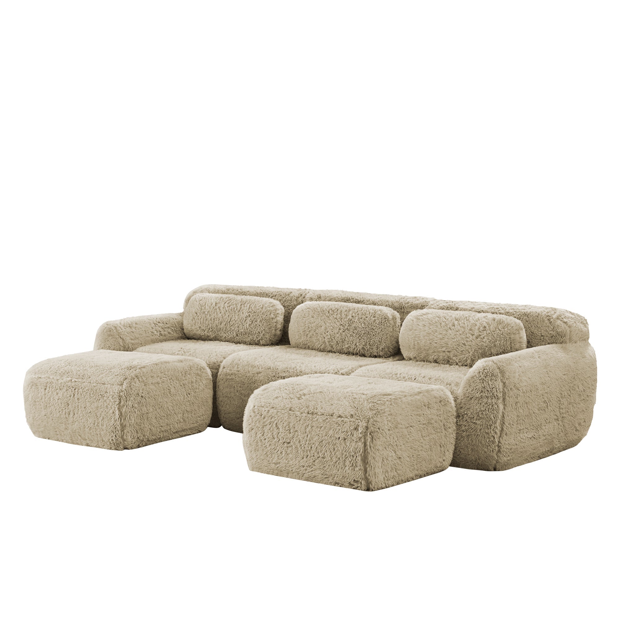 U-shaped Modular Sofa - No Assembly Plush High-Resilience Foam - Light Khaki