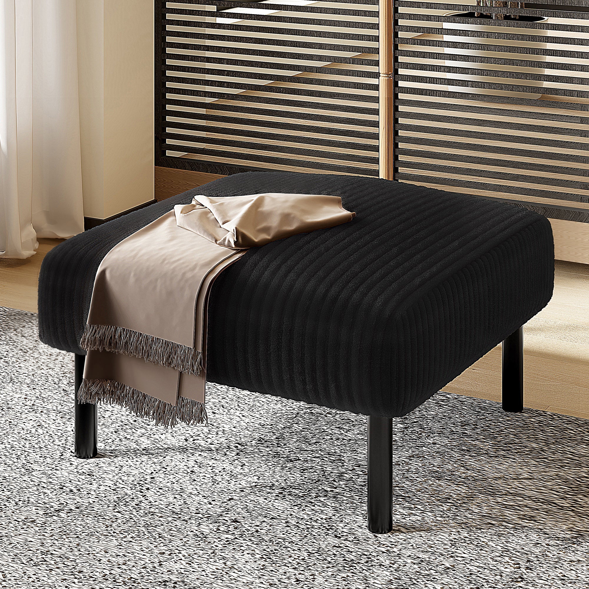 Premium Corduroy Stool with Metal Frame – Super-Soft Velour Cover