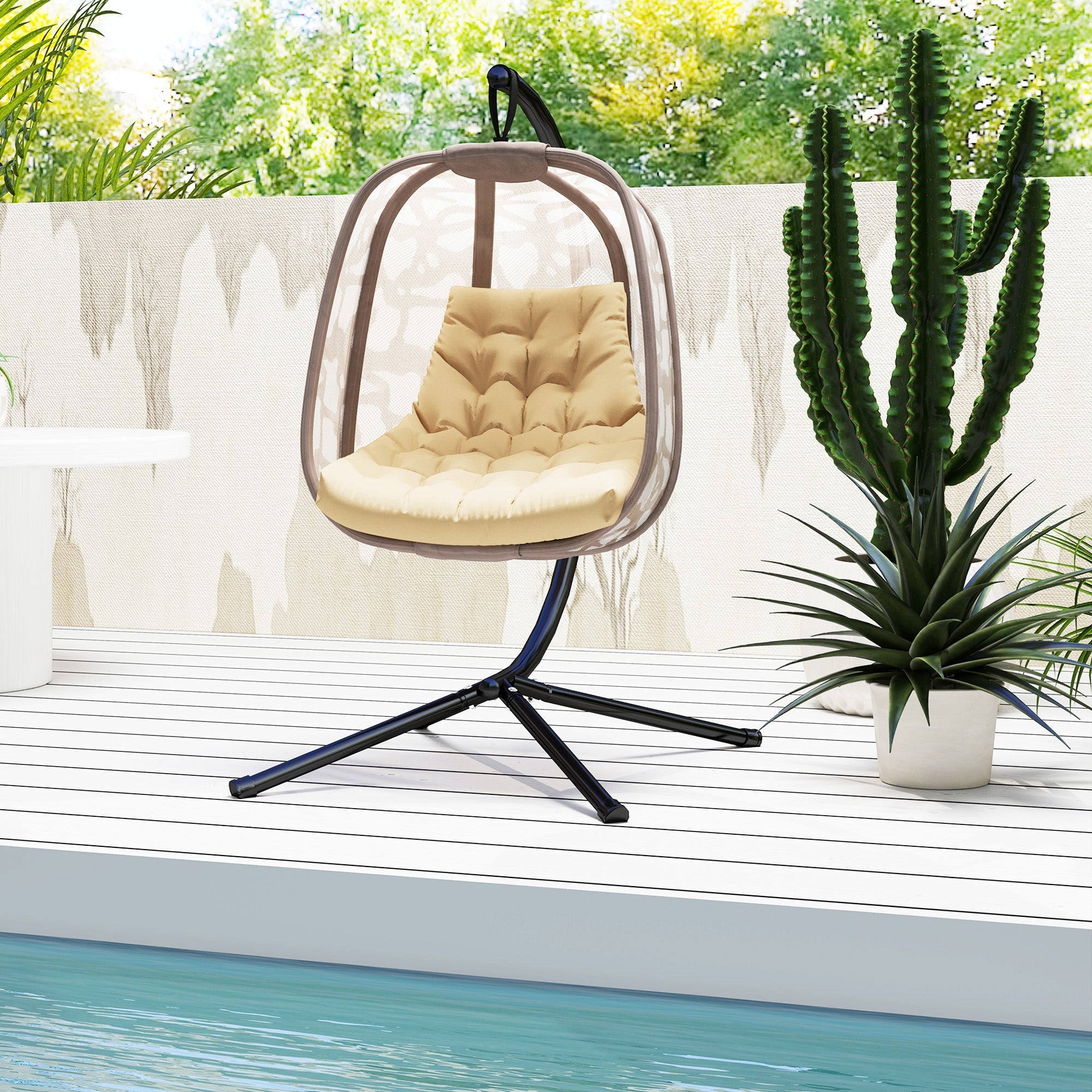 Seat Cushion 120x100 cm with Backrest Water-Repellent Beige
