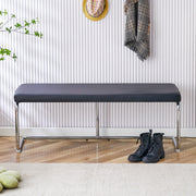 Bench 130cm Modern Chrome Frame - Black Leather