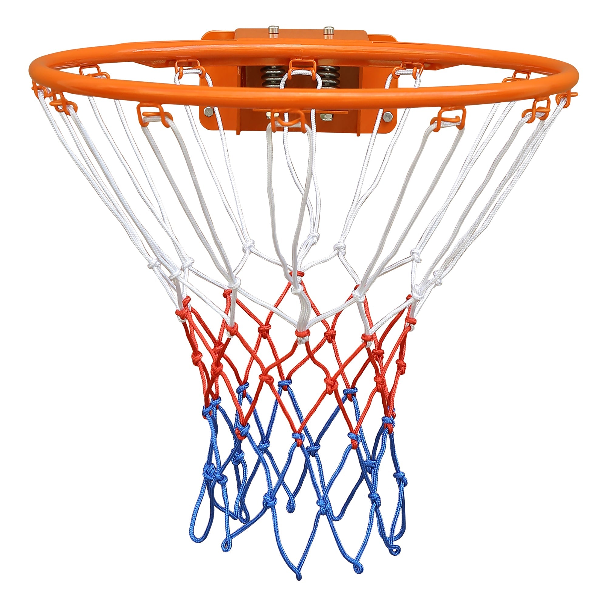 Double Spring Basketball Rim, Shock Absorption, 4-Point Stabilization, Steel, Orange