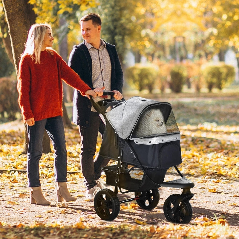 Dog Buggy, Foldable Pneumatic Tires, up to 25 kg, Red/Grey