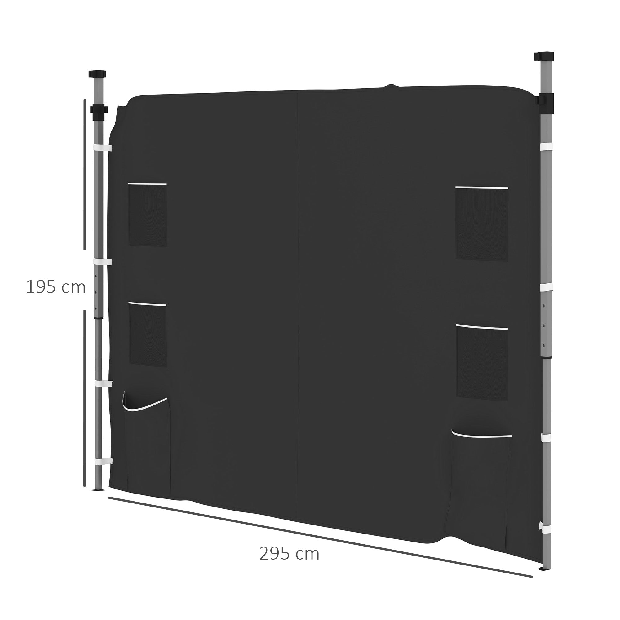 Ersatz-Pavillonseitenwand, 195 x 295 cm, Schwarz