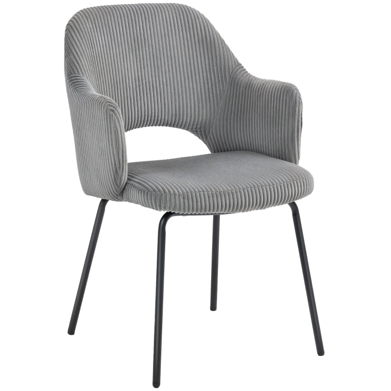Dining Chair, Shell Shape Metal Legs, Corduroy Grey