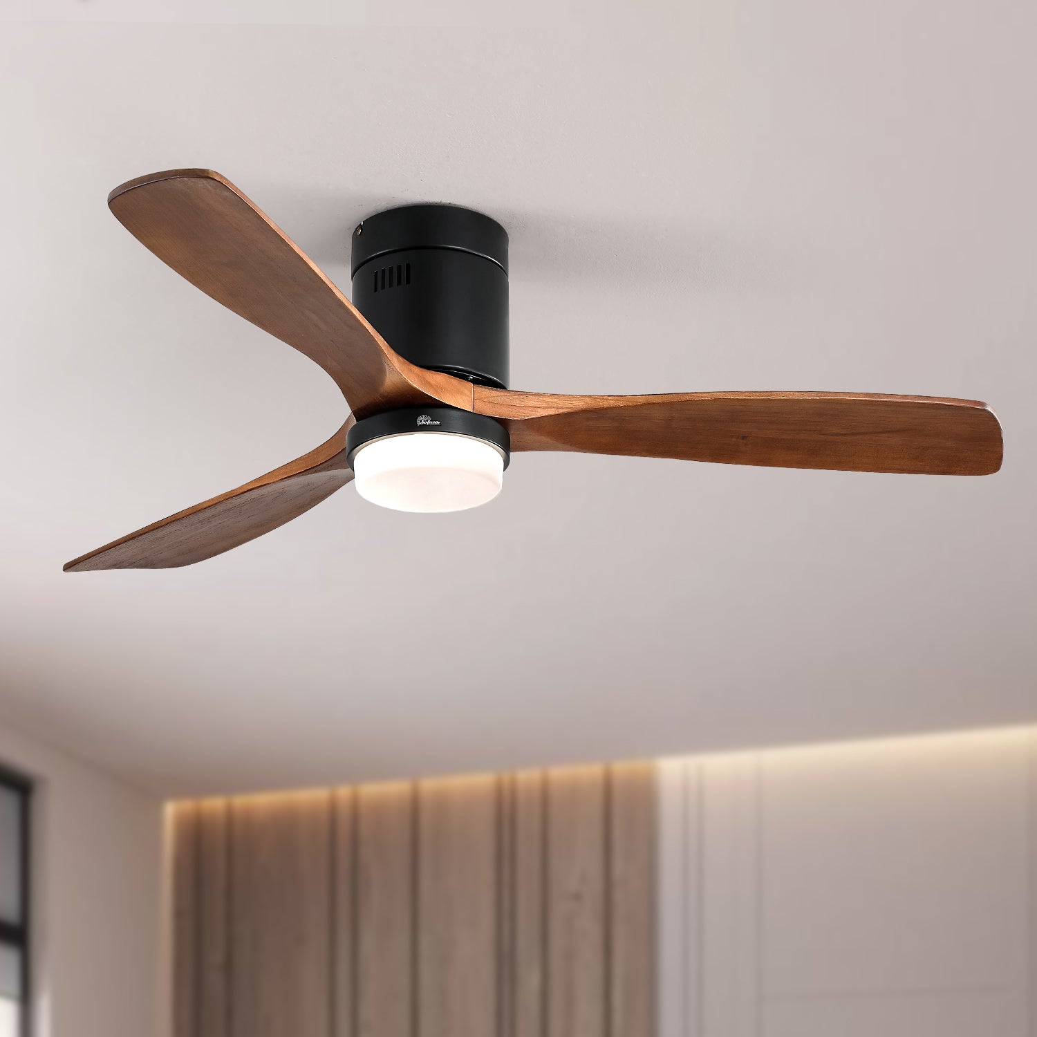 52-inch Ceiling Fan, Light, Silent Reversible Motor, Solid Wood Blades
