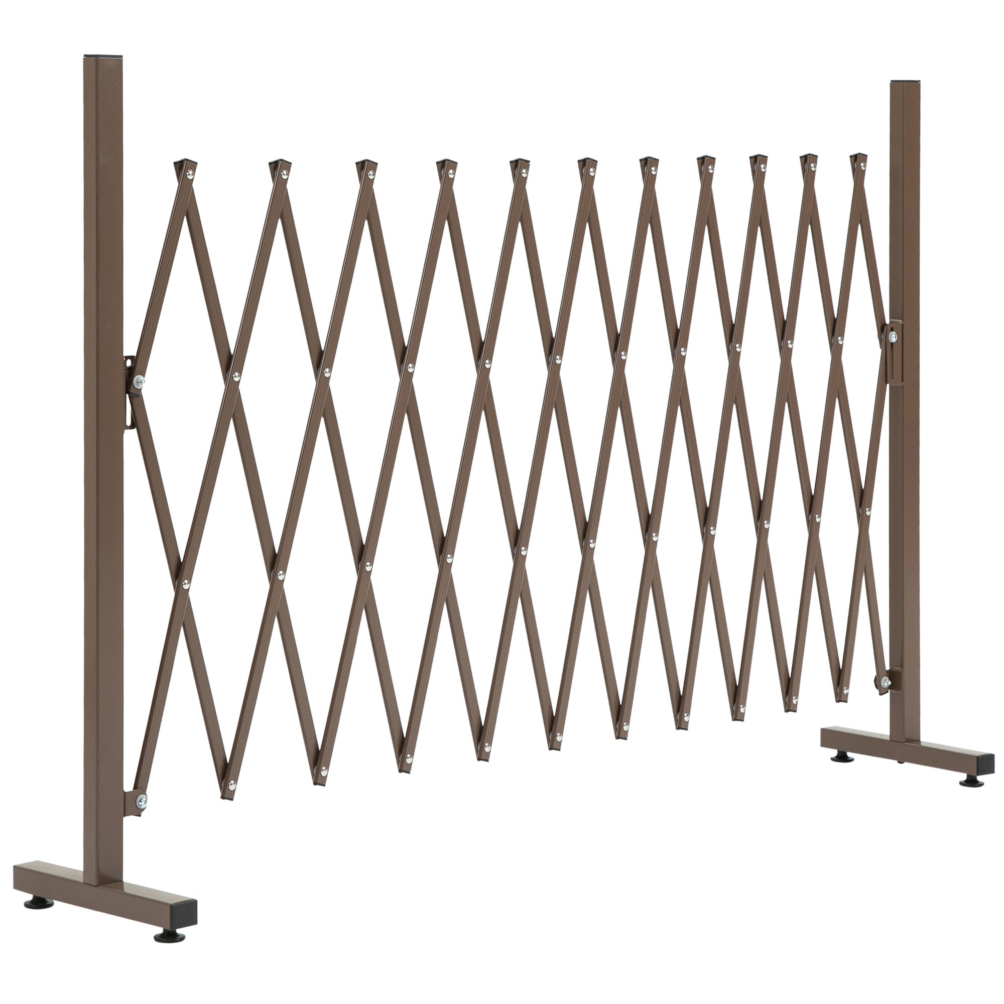Extendable Scissor Gate Barrier Gate 35-300cm H103.5cm Aluminum Brown