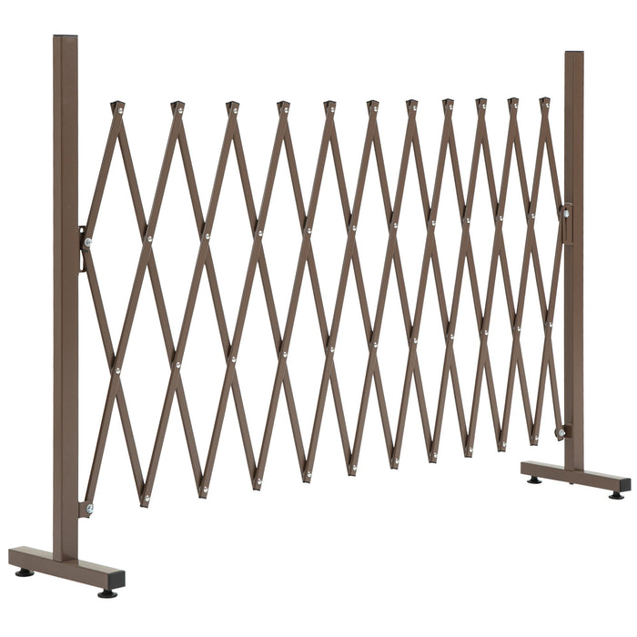 Extendable Scissor Gate Barrier Gate 35-300cm H103.5cm Aluminum Brown