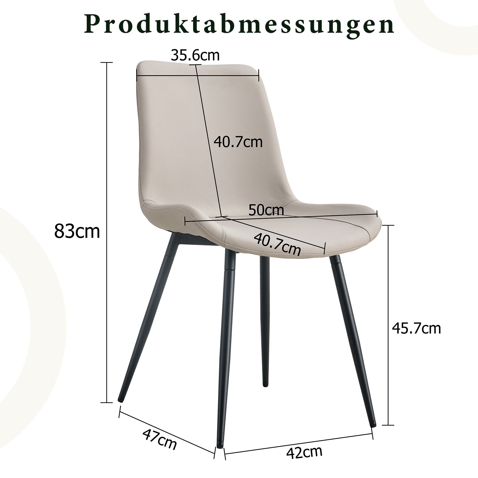 4-Piece Dining Chair Set Modern Wide Seat Non-Slip Metal Legs - Faux Leather