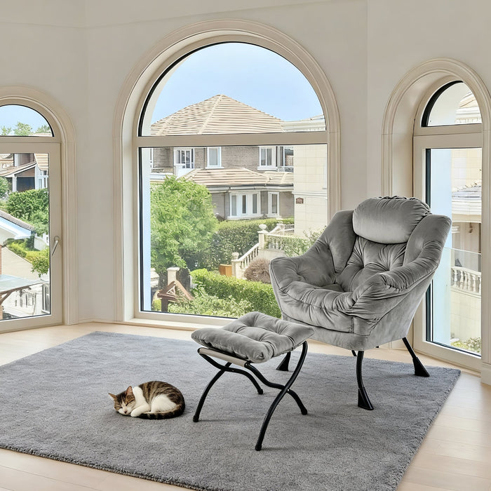 Armchair Recliner with Footstool Side Pocket Lounge Chair