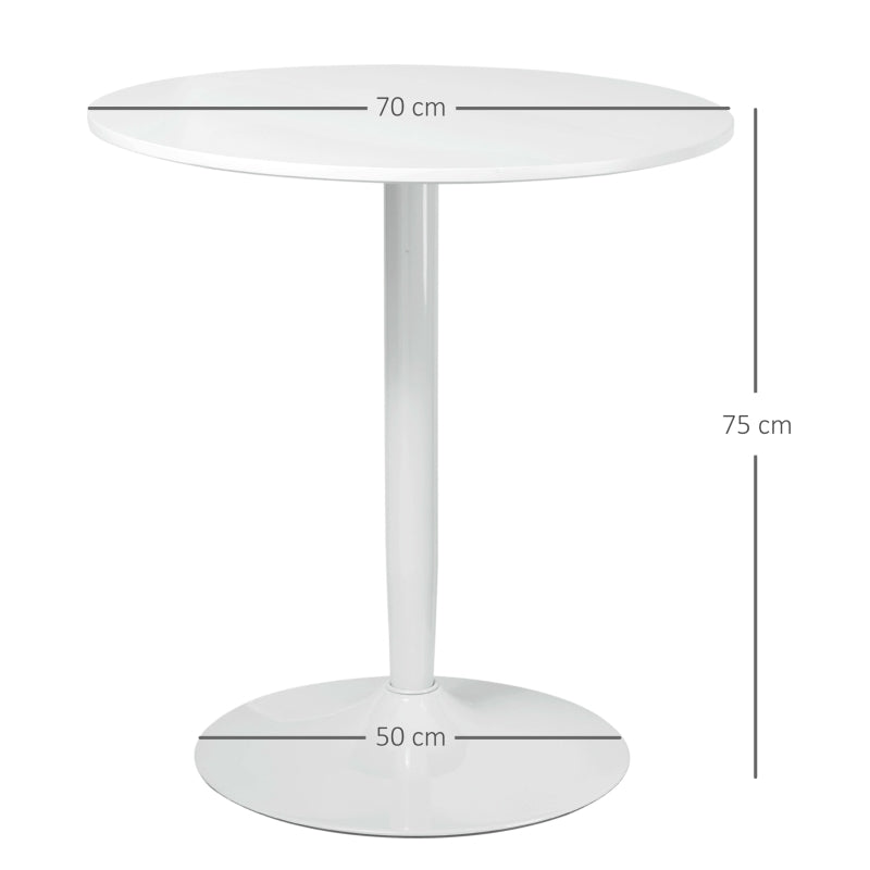 Dining Table, Two-Person Minimalistic 75H x Φ70cm, White